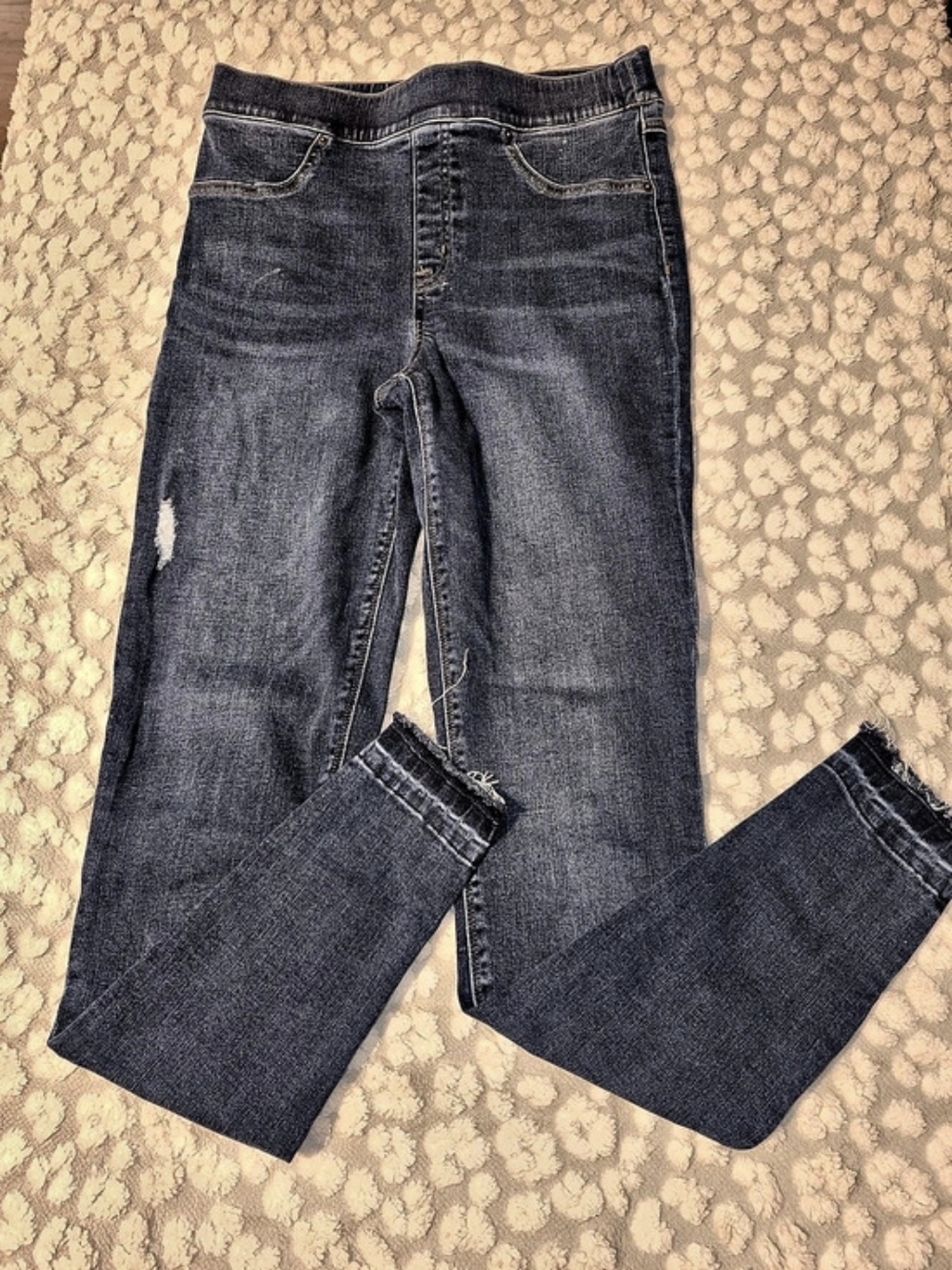 SPANX Distressed Ankle Skinny Jeans in Blue